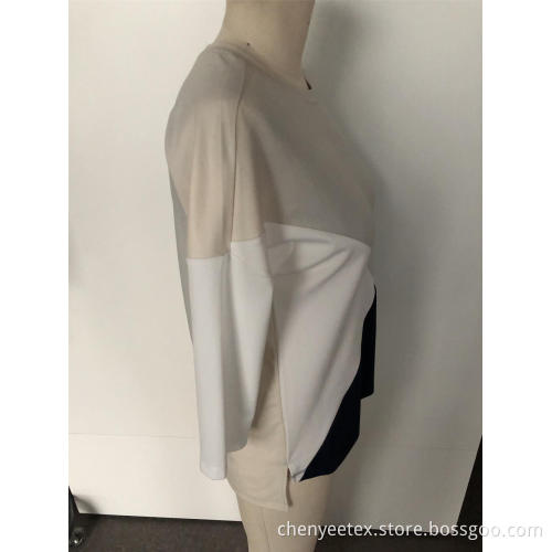 Spliced three-color short sleeve coats